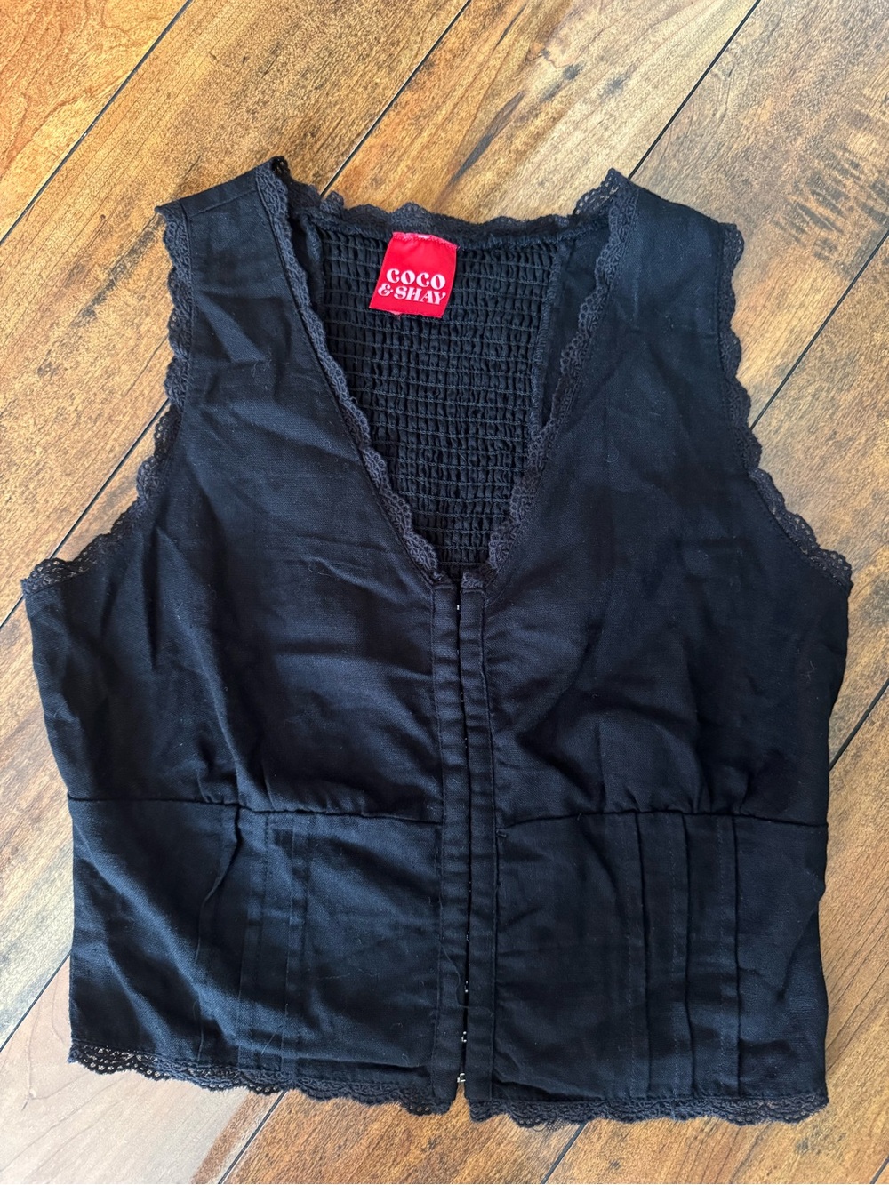 Black Lace-Trim Sleeveless Top